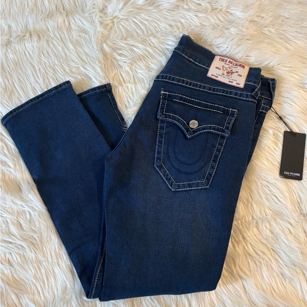 NWT True Religion GENO BIG T relaxed slim jeans dark wash W36 L32